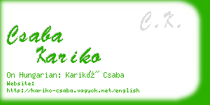 csaba kariko business card